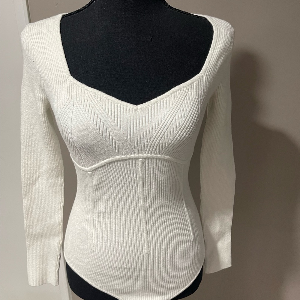 Abercrombie & Fitch White Ribbed Bodysuit